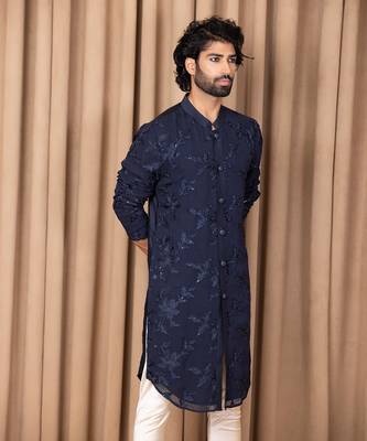 Navy blue sufian kurta set 3