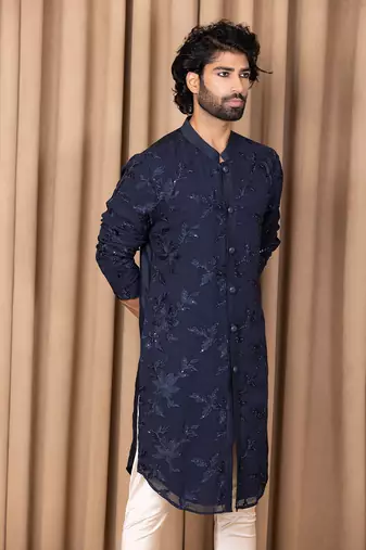 Navy blue sufian kurta set