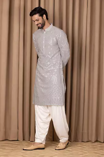 Steel grey imran kurta set