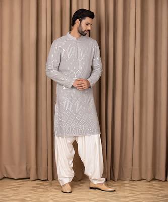 Steel grey imran kurta set 4