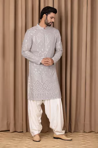 Steel grey imran kurta set