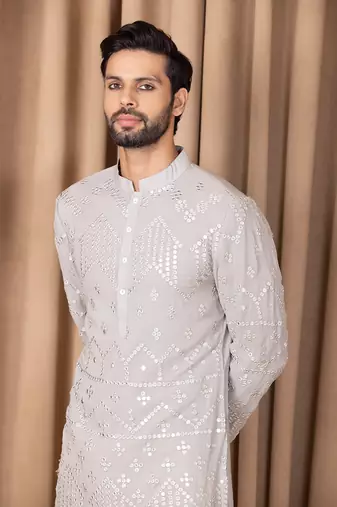 Steel grey imran kurta set