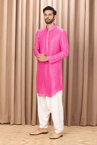 Hot pink yasir kurta set