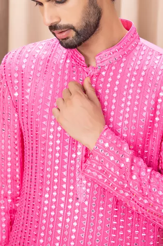 Hot pink yasir kurta set