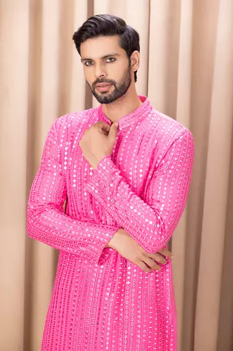 Hot pink yasir kurta set