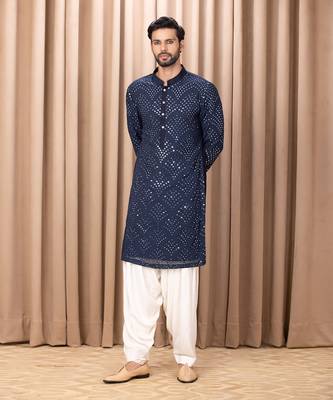 Midnight blue rashid kurta set 1