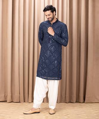 Midnight blue rashid kurta set 2