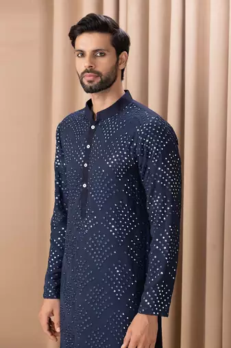 Midnight blue rashid kurta set