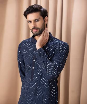 Midnight blue rashid kurta set 5