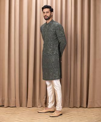 Olive green aftaab kurta set 1