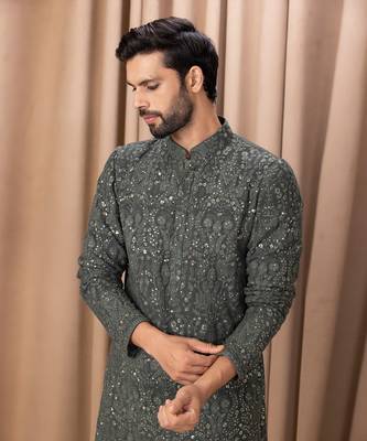 Olive green aftaab kurta set 3