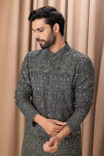 Olive green aftaab kurta set