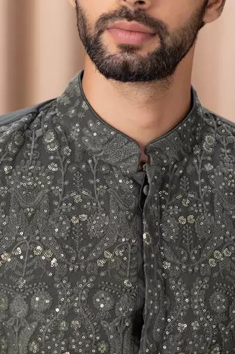 Olive green aftaab kurta set