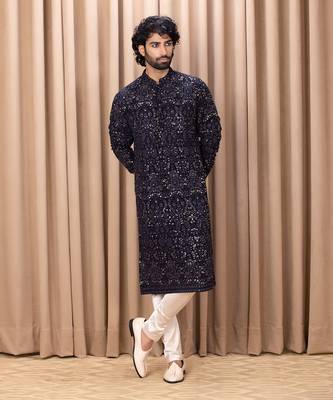 Navy blue aftaab kurta set 1