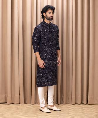 Navy blue aftaab kurta set 3