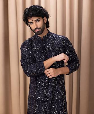 Navy blue aftaab kurta set 4