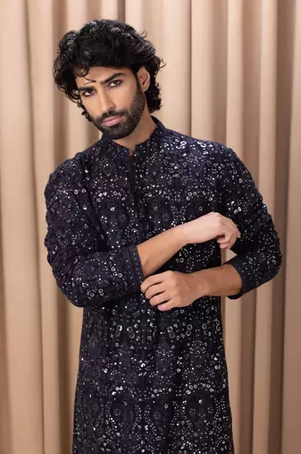 Navy blue aftaab kurta set