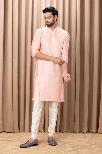 Peach fahad kurta set