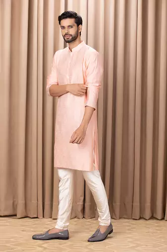 Peach fahad kurta set