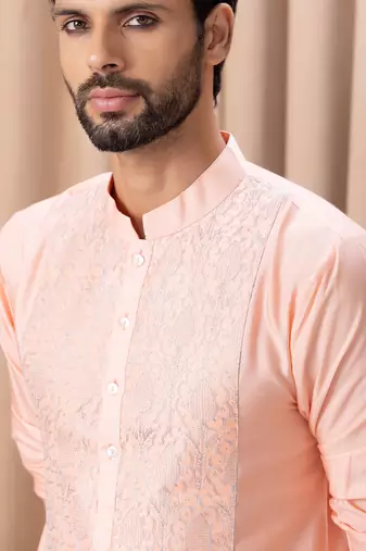 Peach fahad kurta set