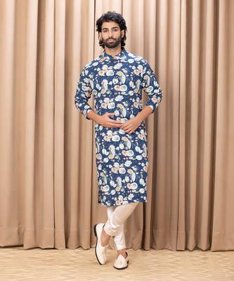 Navy blue kamal kurta set 1