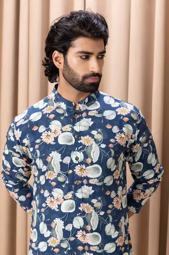 Navy blue kamal kurta set