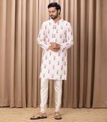 Ivory ashar cotton kurta set
