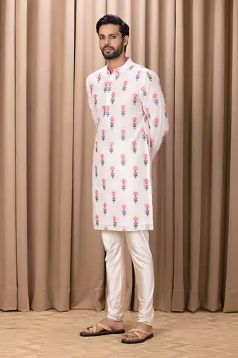 Ivory ashar cotton kurta set