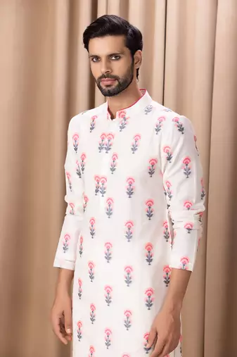 Ivory ashar cotton kurta set