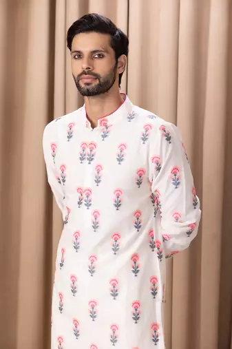 Ivory ashar cotton kurta set