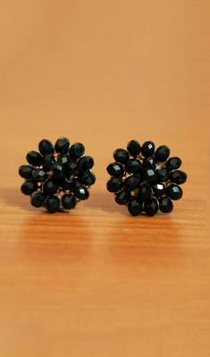 Black Swarowski Crystal Studs 1