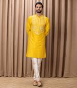 Mustard ghazi kurta set