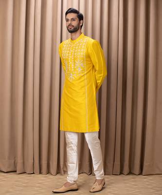 Mustard ghazi kurta set 3