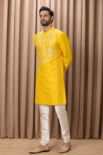 Mustard ghazi kurta set