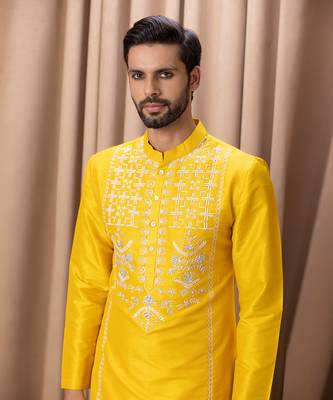 Mustard ghazi kurta set 5
