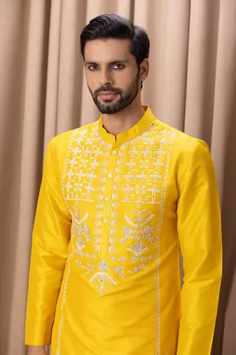 Mustard ghazi kurta set