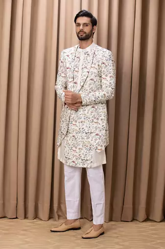 Off white amaani indo western set