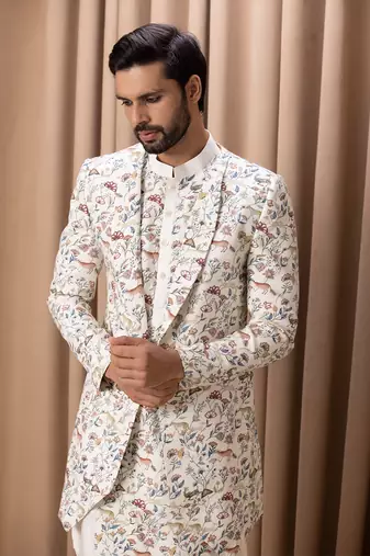 Off white amaani indo western set