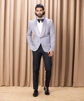 Steel grey daris tuxedo set 1