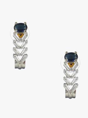 Rodium-plated stone -studded necklace & earring set 4