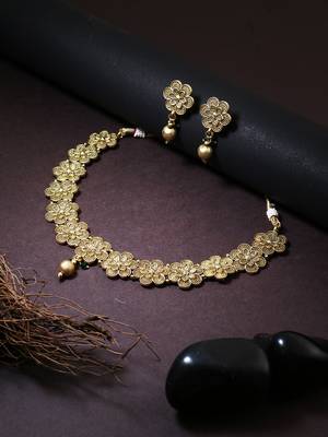 24ct gold-plated handcrafted flower traditional jewellery set 1