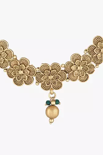 24ct gold-plated handcrafted flower traditional jewellery set