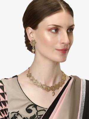 24ct gold-plated handcrafted flower traditional jewellery set 4