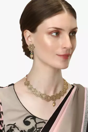 24ct gold-plated handcrafted flower traditional jewellery set