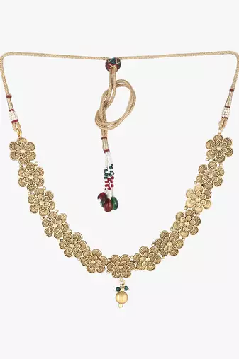 24ct gold-plated handcrafted flower traditional jewellery set