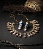 24ct women gold-plated & pink cz-studded jewellery set