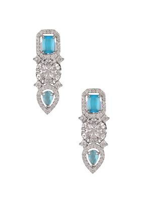 Rhodium-plated cz mint stone-studded handcrafted jewellery set 2