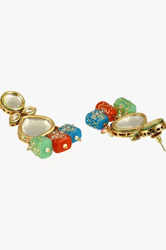 24ct gold-plated multi pearls kundan studded jewellery set