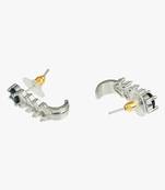 Rodium-plated stone -studded necklace & earring set