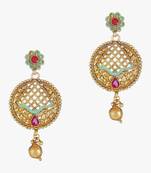 24ct gold-plated stone-studded flower necklace with earring set